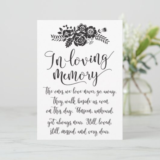 Trouwceremonie bord ter nagedachtenis 'In Loving M Kaart (Staand voorkant)