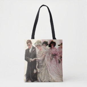 Trouwceremonie bruid en bruidegom in Victoriaanse  Tote Bag