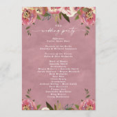 Trouwceremonie in Bloeiende Chic Wilde Roos Roze Programmakaart (Achterkant)