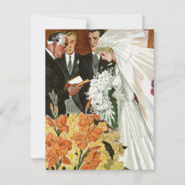 Trouwceremonie in vintage stijl met bruid en bruid kaart