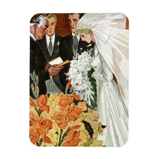 Trouwceremonie in vintage stijl met bruid en bruid magneet (Verticaal)