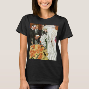 Trouwceremonie in vintage stijl met bruid en bruid t-shirt