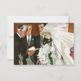 Trouwceremonie in vintage stijl, reactie bruid en RSVP kaartje