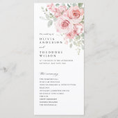Trouwceremonie met Roze Bloemen Programmakaart (Voorkant)