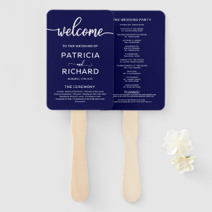 Trouwceremonie Orde van Dienst Chic Navyblauw Handwaaier