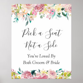 Trouwceremonie Pastel Bloemen 'Kies een Stoel' Bor Poster