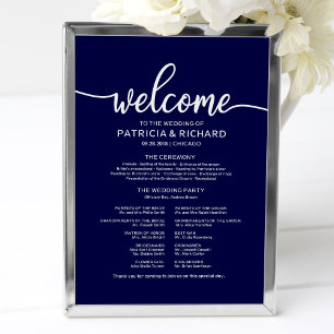 Trouwceremonie Programma Bord Chic Navyblauw Poster