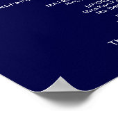 Trouwceremonie Programma Bord Chic Navyblauw Poster (Hoek)