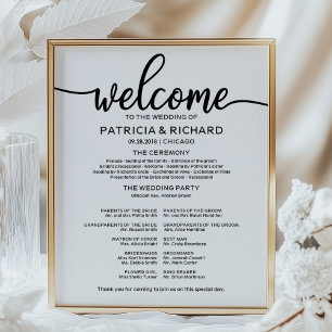 Trouwceremonie Programma Bord Eenvoudige Calligraf Poster