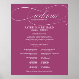 Trouwceremonie Programma Bord Roze Cassis Poster