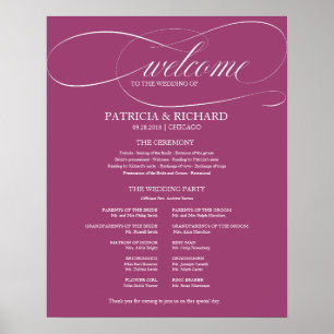 Trouwceremonie Programma Bord Roze Cassis Poster