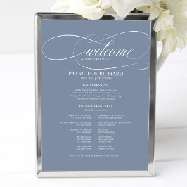 Trouwceremonie Programma Bord Stof Blauw Poster