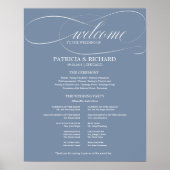 Trouwceremonie Programma Bord Stof Blauw Poster (Voorkant)