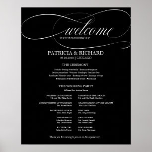 Trouwceremonie Programma Bord Zwart en Wit Poster