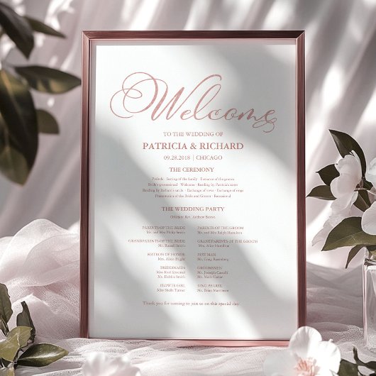 Trouwceremonie Programma Elegante Calligrafie Poster