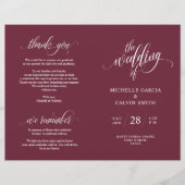 Trouwceremonie Programma Elegantie Script Burgundy (Voorkant)