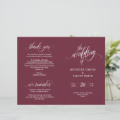Trouwceremonie Programma Elegantie Script Burgundy (Staand voorkant)