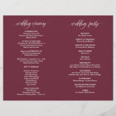 Trouwceremonie Programma Elegantie Script Burgundy (Achterkant)