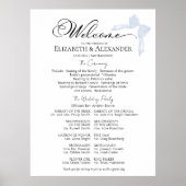 Trouwceremonie programmabord | Blauwe strik Poster (Voorkant)