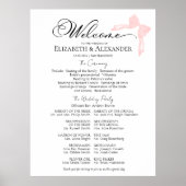 Trouwceremonie programmabord | Roze strik Poster (Voorkant)