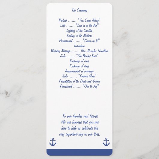 Trouwceremonie programma's kaarten met nautisch th (Achterkant)