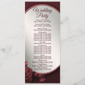 Trouwceremonie Rood Roze Rozen Bloemen Lijst Programmakaart (Achterkant)
