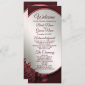 Trouwceremonie Rood Roze Rozen Bloemen Lijst Programmakaart (Voorkant / Achterkant)