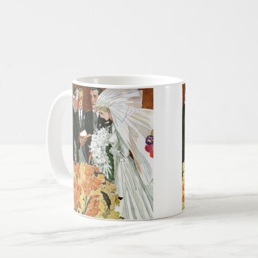 Trouwceremonie van bruid en bruidegom nieuw getrou koffiemok (Voorkant links)