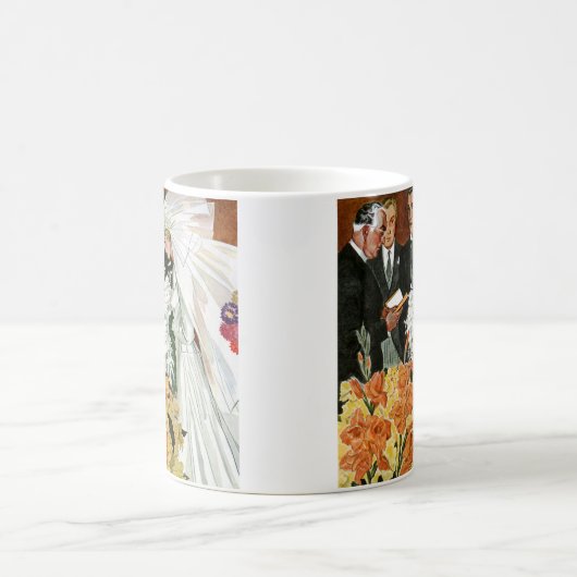 Trouwceremonie van bruid en bruidegom nieuw getrou koffiemok (Center)