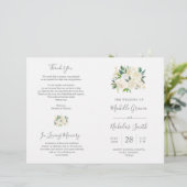 Trouwceremonieprogramma Crème Waterverf Bloem (Staand voorkant)