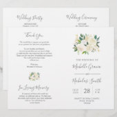 Trouwceremonieprogramma Crème Waterverf Bloem (Voorkant / Achterkant)