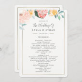 Trouwceremonieprogramma Dubbelzijdig Roze Bloemen Programmakaart (Voorkant / Achterkant)