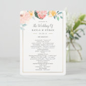 Trouwceremonieprogramma Dubbelzijdig Roze Bloemen Programmakaart (Staand voorkant)