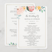 Trouwceremonieprogramma Dubbelzijdige Roze Bloemen Programmakaart (Voorkant / Achterkant)