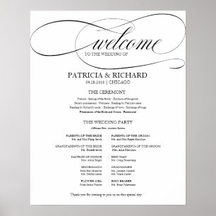 Trouwceremonieprogramma Elegant Zwart Schrift Poster