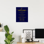 Trouwceremonieprogramma Goud Navyblauw Poster (Thuiskantoor)