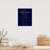 Trouwceremonieprogramma Goud Navyblauw Poster (Keuken)