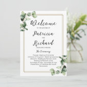 Trouwceremonieprogramma met gouden lijst en groen kaart (Staand voorkant)