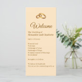 Trouwceremonieprogramma met gouden monogram (Staand voorkant)