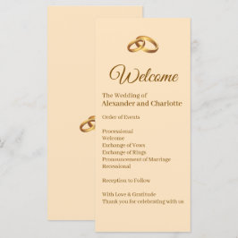Trouwceremonieprogramma met gouden monogram