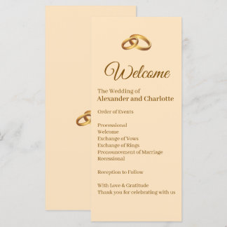 Trouwceremonieprogramma met gouden monogram
