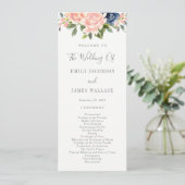 Trouwceremonieprogramma Navy Blush #NBC Programmakaart (Staand voorkant)