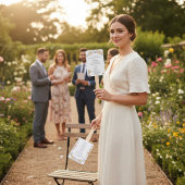 Trouwceremonieprogramma-waaier met bloemenboog handwaaier