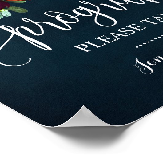 Trouwceremonieprogramma 'Wine Navy' bord Poster (Hoek)