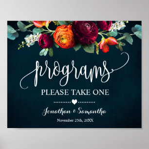 Trouwceremonieprogramma 'Wine Navy' bord Poster
