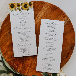 Trouwceremonieprogramma Zonnebloemen Programmakaart