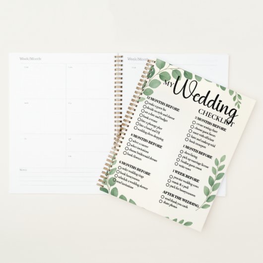 Trouwchecklist Planner Groene Eucalyptusbladeren (Display)