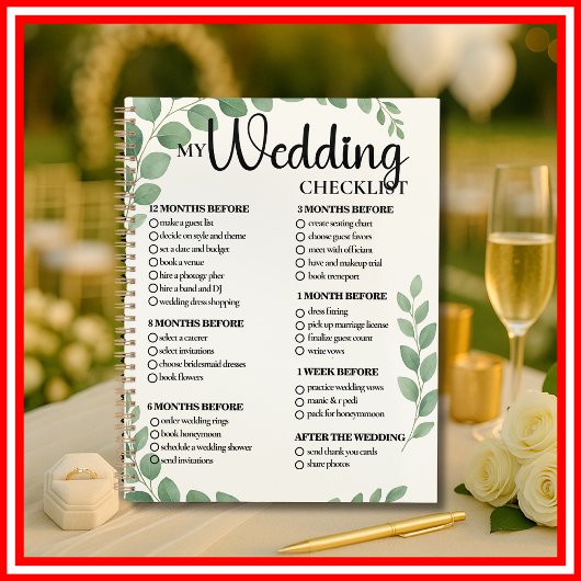 Trouwchecklist Planner Groene Eucalyptusbladeren 