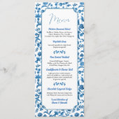 Trouwchintz Blauw & Wit Bloemen Ditsy Menu (Voorkant)