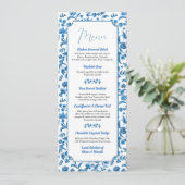 Trouwchintz Blauw & Wit Bloemen Ditsy Menu (Staand voorkant)